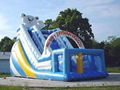 Inflatable trampoline slides