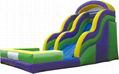 Inflatable pool combination of water slides