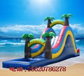 Inflatable pool combination of water slides