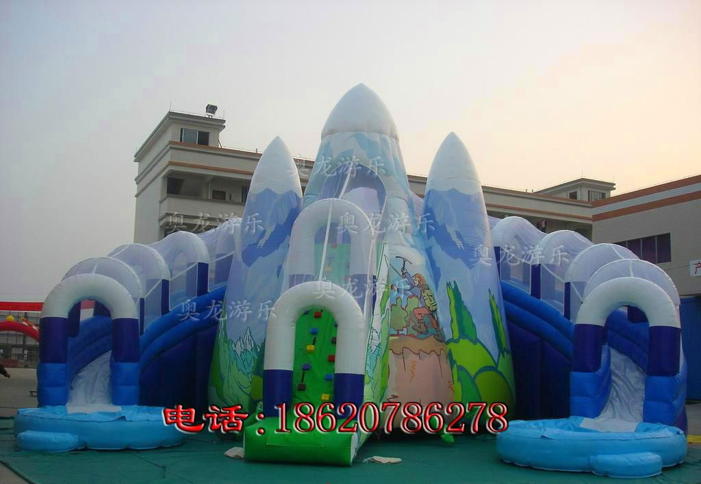 Inflatable ice barrier slides