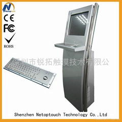 Touch screen all in one kiosk with metal keyboard