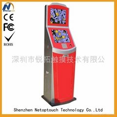 Touch screen kiosk with double monitor