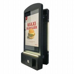 Wall hanging capacitive touch screen self checkout kiosk terminal