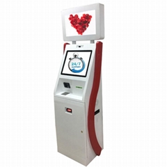 Dual monitor cash receiver payment kiosk terminal with card reader