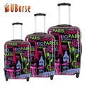 UBORSE Hot sale abs pc printed hard case cheap travel 3pcs trolley l   age sets