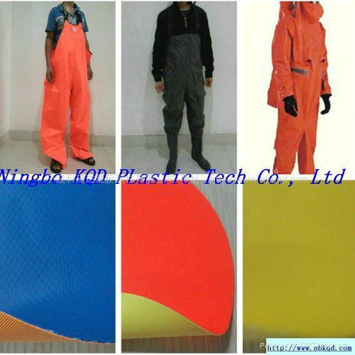 黄色环保PVC防水雨衣布 5
