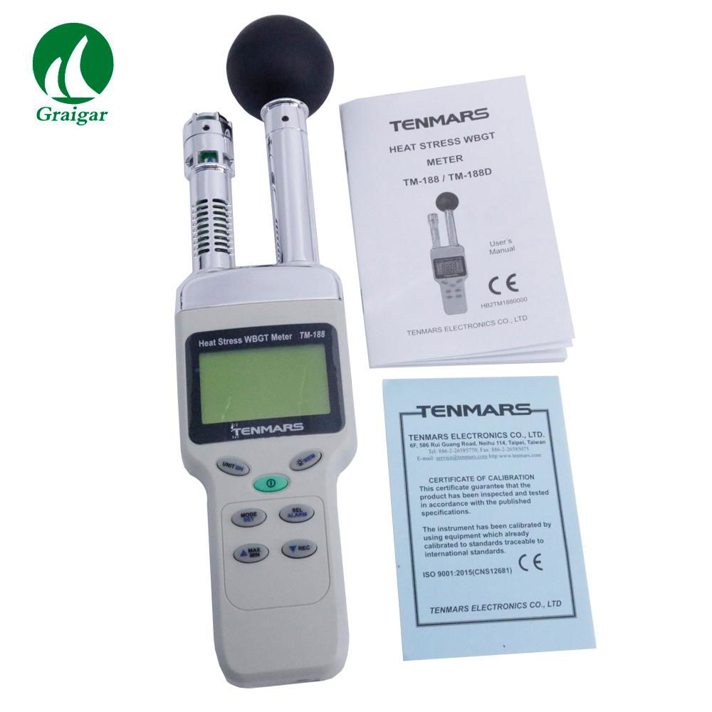 Tenmars TM-188 HEAT STRESS WBGT METER Temperature Humidity and Dew Point Tester