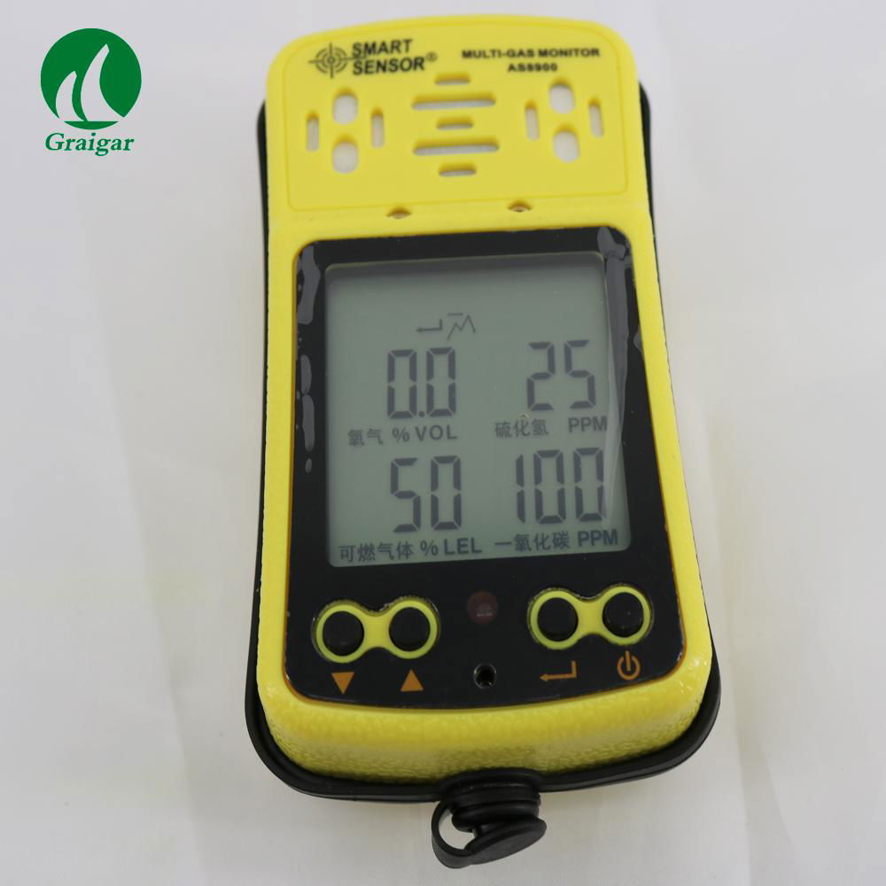 AS8900 Gas Quality Monitor Detector Oxygen O2 Hydrothion H2S Carbon Monoxide 5