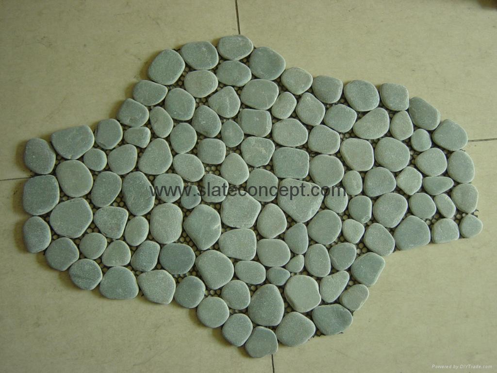 Tumbled slate mesh tile