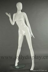 shop display abstract female mannequins with egg head  white glossy