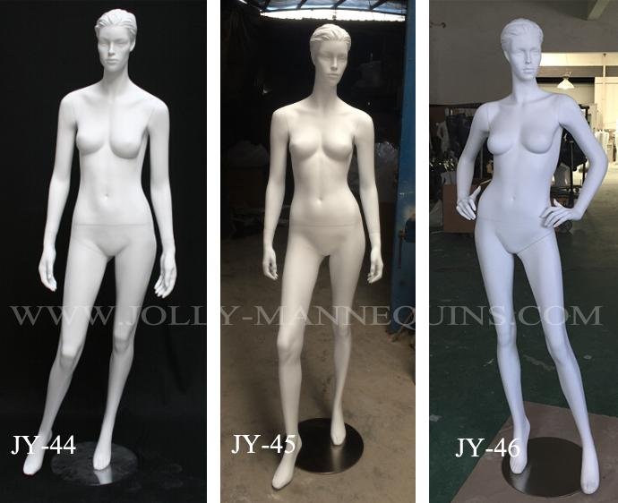 female mannequins with white matte color sculpture hair