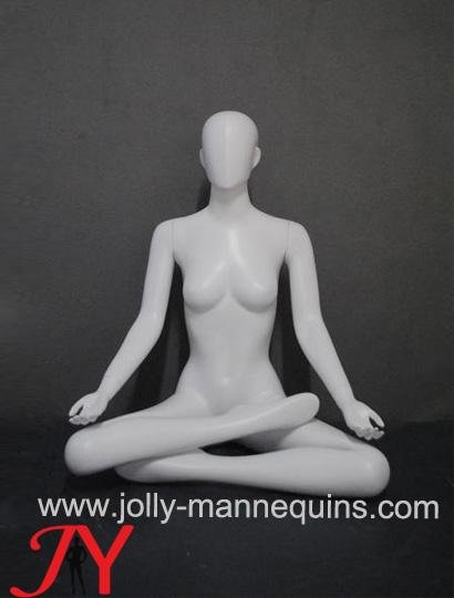 White color sports -seated cross legs female yoga mannequin EW-081