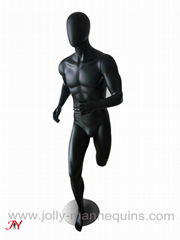 Jolly mannequins-egghead male mannequins running black matte sport mannequins