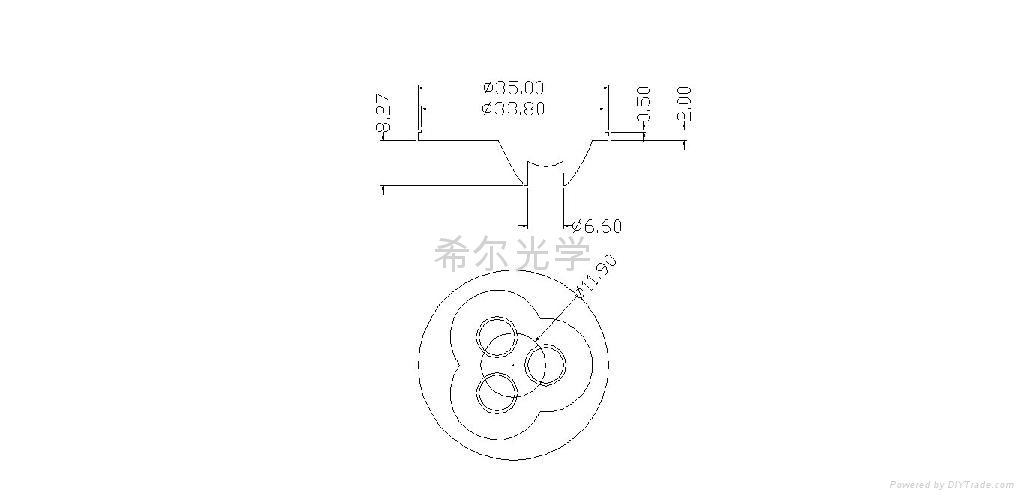 大功率LED透镜直径35MM角度25三合一亮平 2