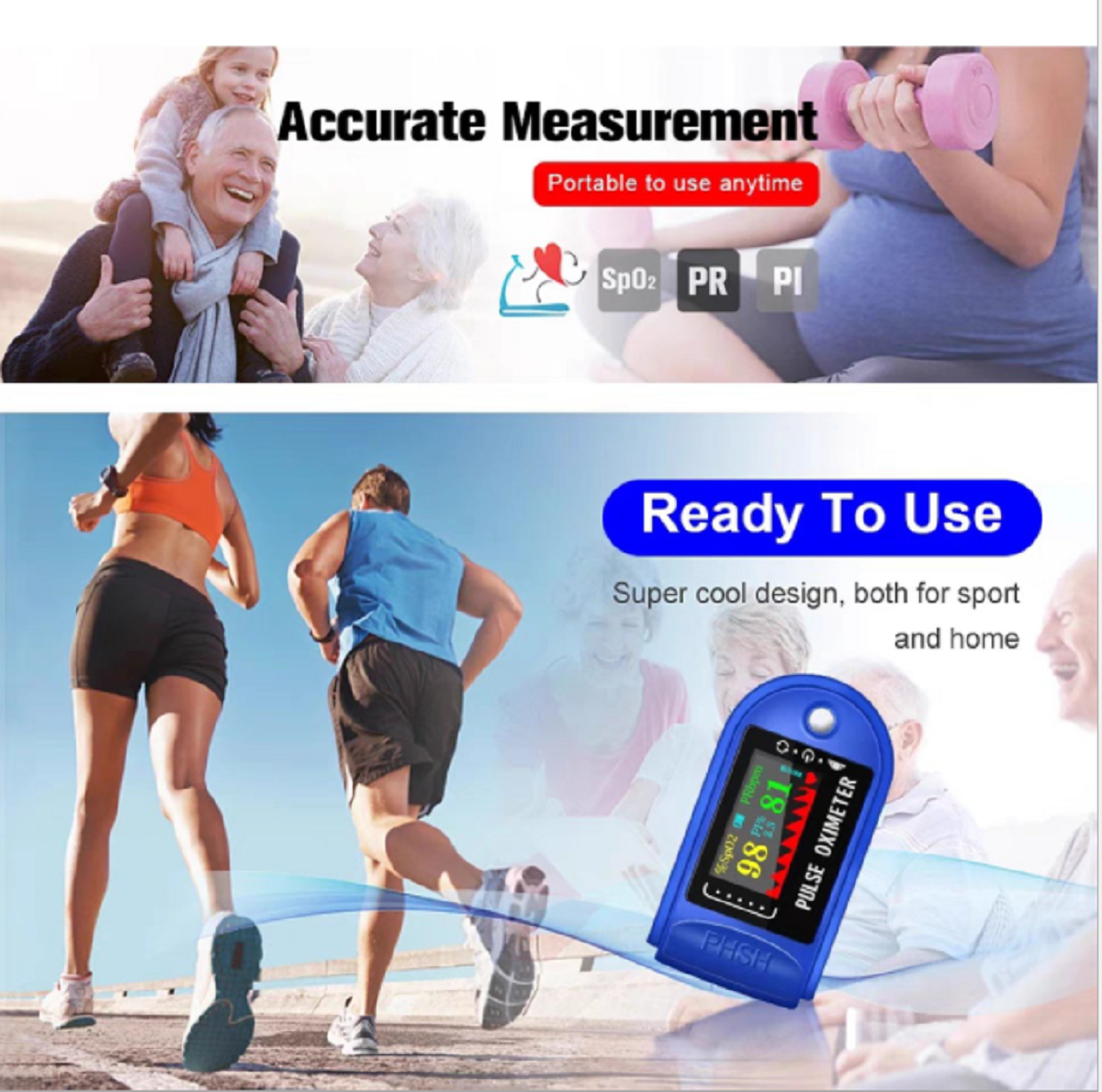 Household oxygen saturation monitoring heart rate monitoring TFT oximeter pulse 