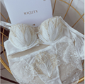 Micisty feather night underwear women's summer gathering sexy embroidery bra set