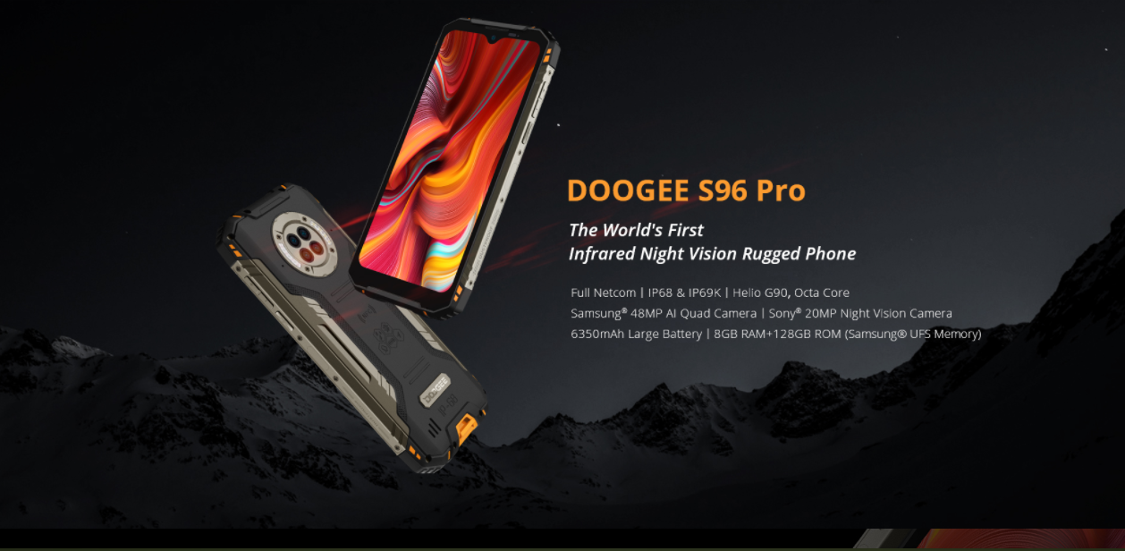 6.22'HD Doogee S96 Pro 8GB+128GB Android 10.0 20MP Rear Camera 4G Mobile Phone