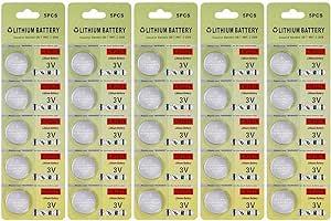 Fortune CR2025 Button Cell 3V Lithium Button Cells CR 2025 Battery Pack of 25 1
