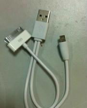  USB Type A male to 30pin and Micro B for iPhone/Samsung/HTC 3