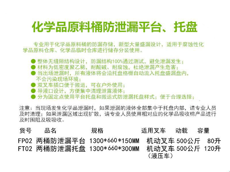 FP02 anti-leakage tray anti-leak prevention pallet platform 4