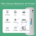Portable printer A4 thermal printer with built-in battery Bluetooth