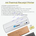 Portable printer A4 thermal printer with built-in battery Bluetooth