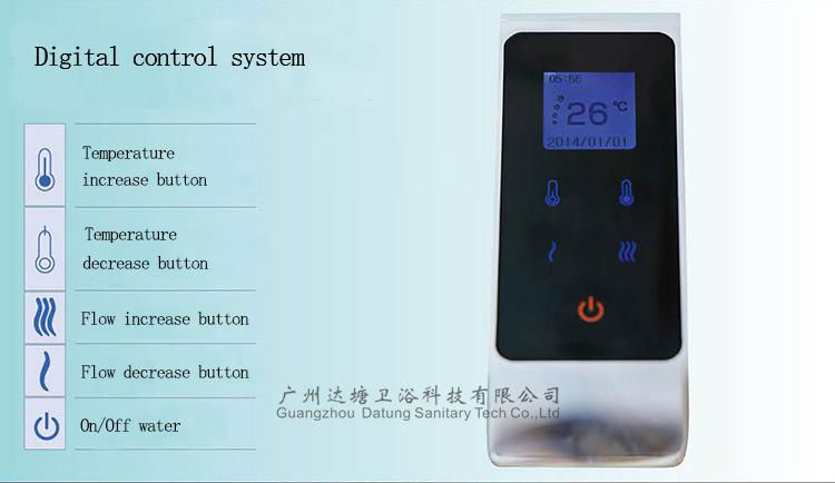 Digital smart faucet, panel control faucet, touch screen thermostatic faucet 3