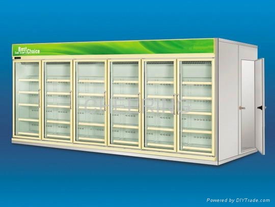 many doors supermarket glass door refrigerator showcase