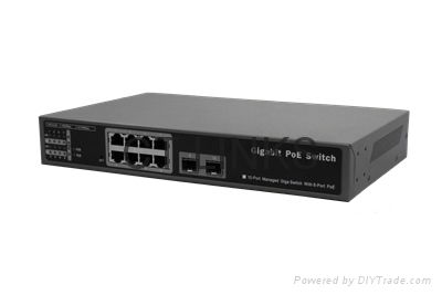 8 Port GbE + 2 SFP Managed POE Switch, 802.3af/at