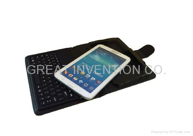 Wireless Bluetooth keyboard leather case for 7'' Samsung galaxy tab 3 P3200  3