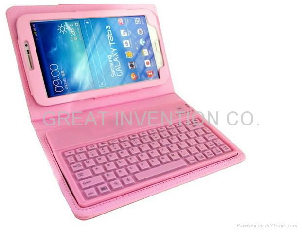 Wireless Bluetooth keyboard leather case for 7'' Samsung galaxy tab 3 P3200  5