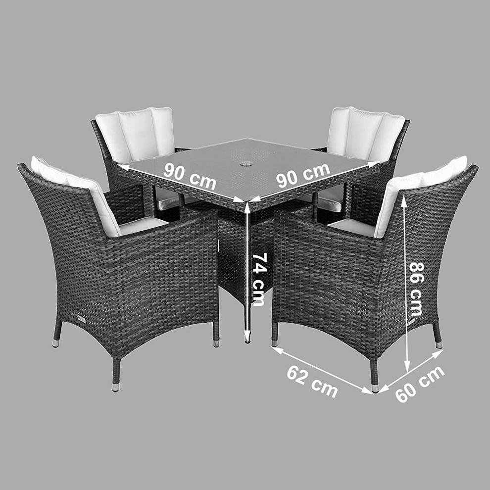 4pcs single chair with square table 2