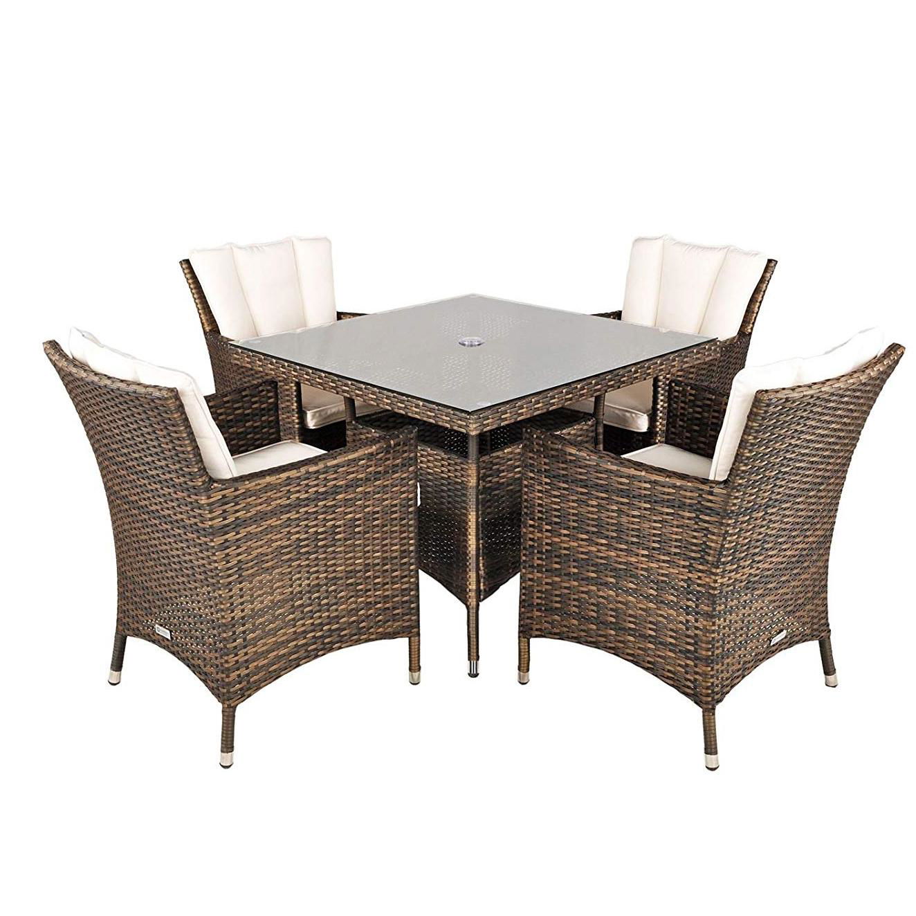 4pcs single chair with square table 3