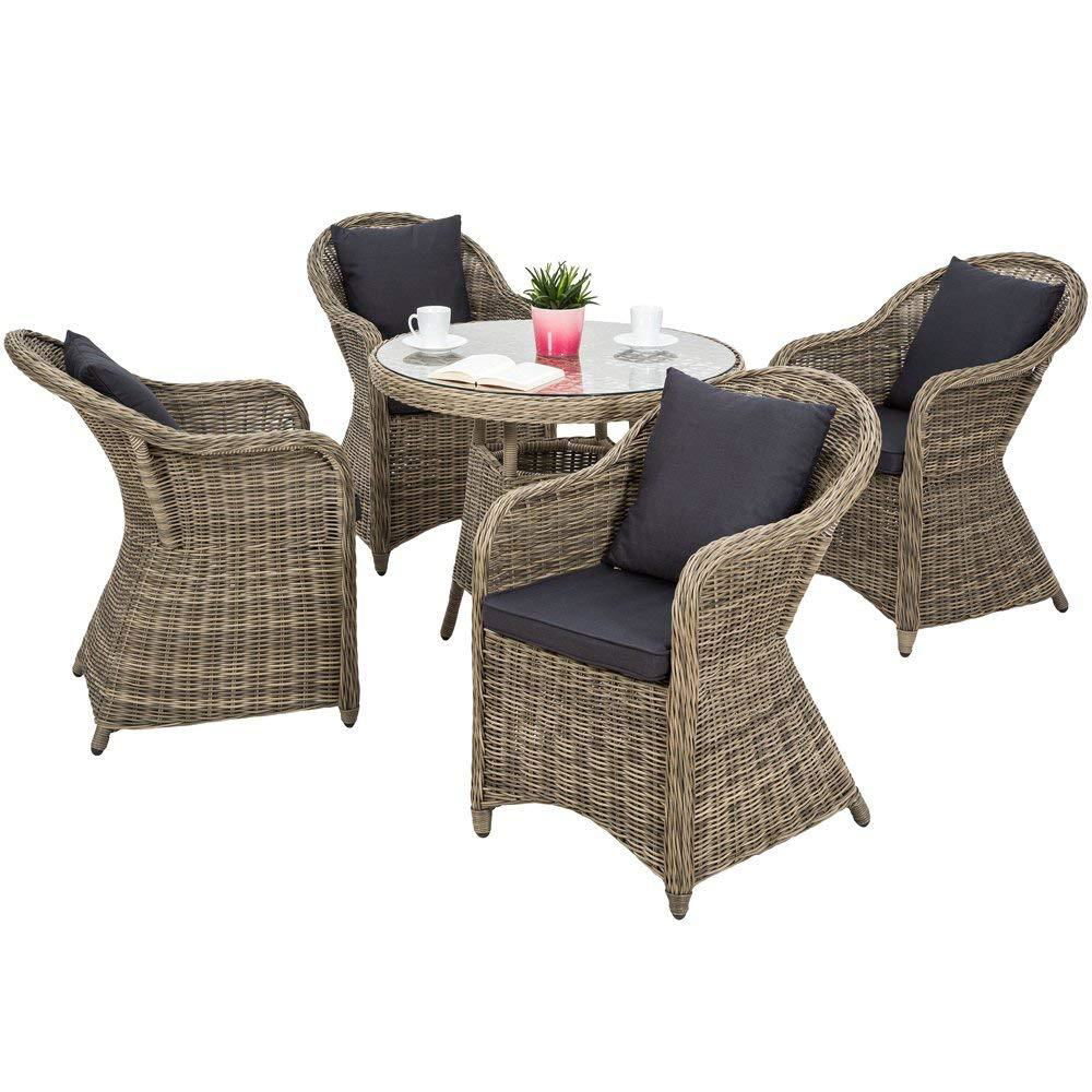 High quality weatherproof poly rattan wicker garden dining set 19003