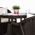 High quality weatherproof poly rattan wicker garden dining set 4