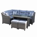 5pcs corner sofa set +  2 stools 