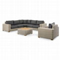 L shape round rattan sofa with one single sofa with one table  2