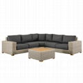 L shape round rattan sofa with one single sofa with one table  3