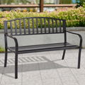 Patio Garden Bench Loveseats Park Yard Furniture Decor Cast Iron Frame Black 7