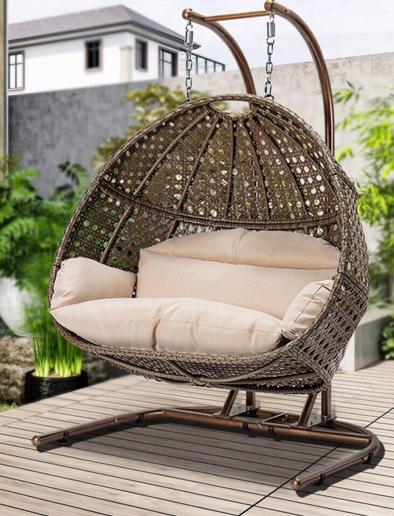 Wicker Patio Hammock Outdoor Rattan Garden Egg Hanging Swing Chair