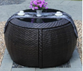 European-style idyllic outdoor space to save leisure and round rattan coffee tab