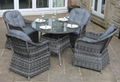 LUXURY GREY RATTAN 4 SEAT ROUND DINING