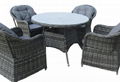 LUXURY GREY RATTAN 4 SEAT ROUND DINING SET