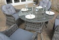 LUXURY GREY RATTAN 4 SEAT ROUND DINING SET