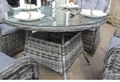 LUXURY GREY RATTAN 4 SEAT ROUND DINING SET