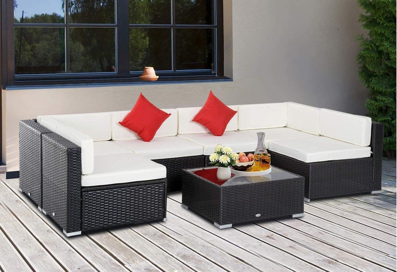  Outdoor Sectional Sofa All-Weather U Shaped Patio Furniture Sets Manual Weaving 2