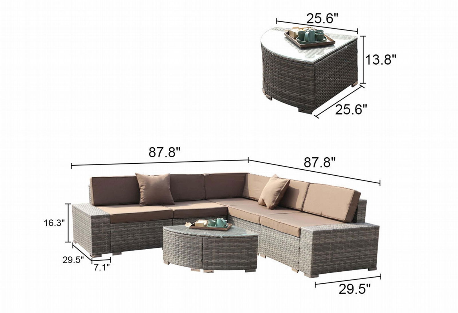 6 pcs rooms to go outdoor furniture rattan Wicker Furniture Sectional Sofa Set w 3