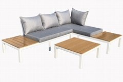 Modern Outdoor Furniture 3pcs Aluminum Artwood Corner Sofa Set