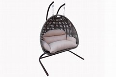 Indoor Outdoor Wicker Hanging Basket Swing Chair Tear Drop Egg Chair With Cushio
