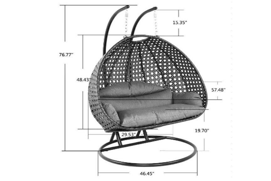 Indoor Outdoor Wicker Hanging Basket Swing Chair Tear Drop Egg Chair With Cushio 2